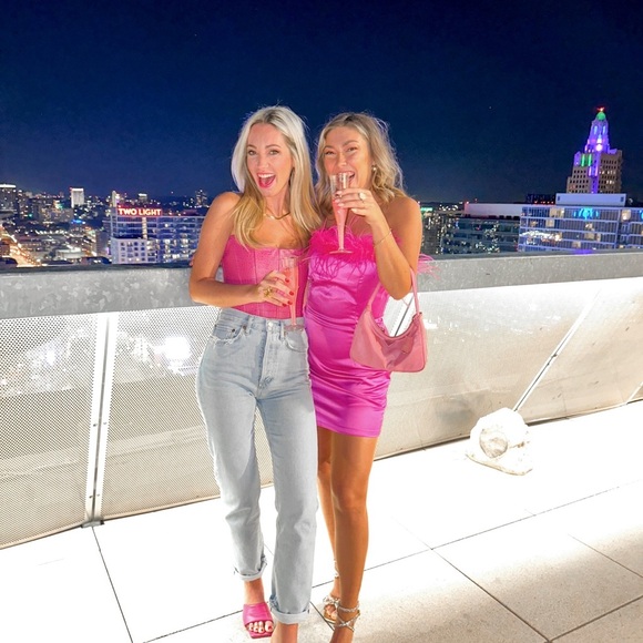 Vibrant Pink Strapless Croc-Embossed Top - Camila Coelho Kaira Leather Top - Picture 3 of 4